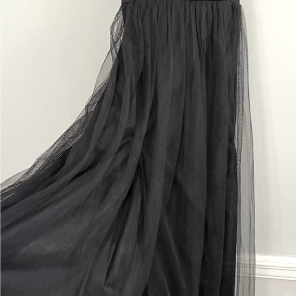 Black Maxi spaghetti strap XL dress with Tulle. High split skirt - Picture 7 of 8
